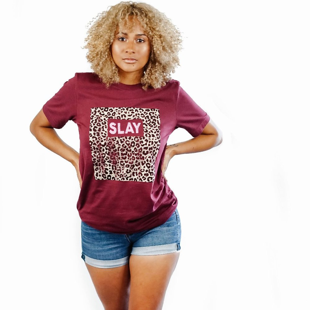 "Slay" Cheetah print tshirt